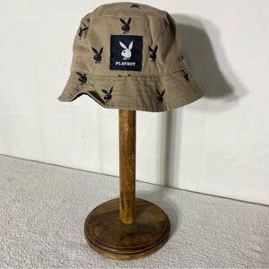 PLAYBOY Reversible Playboy Bunny Logo Tan Black Bucket Hat